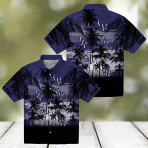 Custom MLB Colorado Rockies Hawaiian Shirt with Sunset Scene Tropical Fan Apparel for Summer