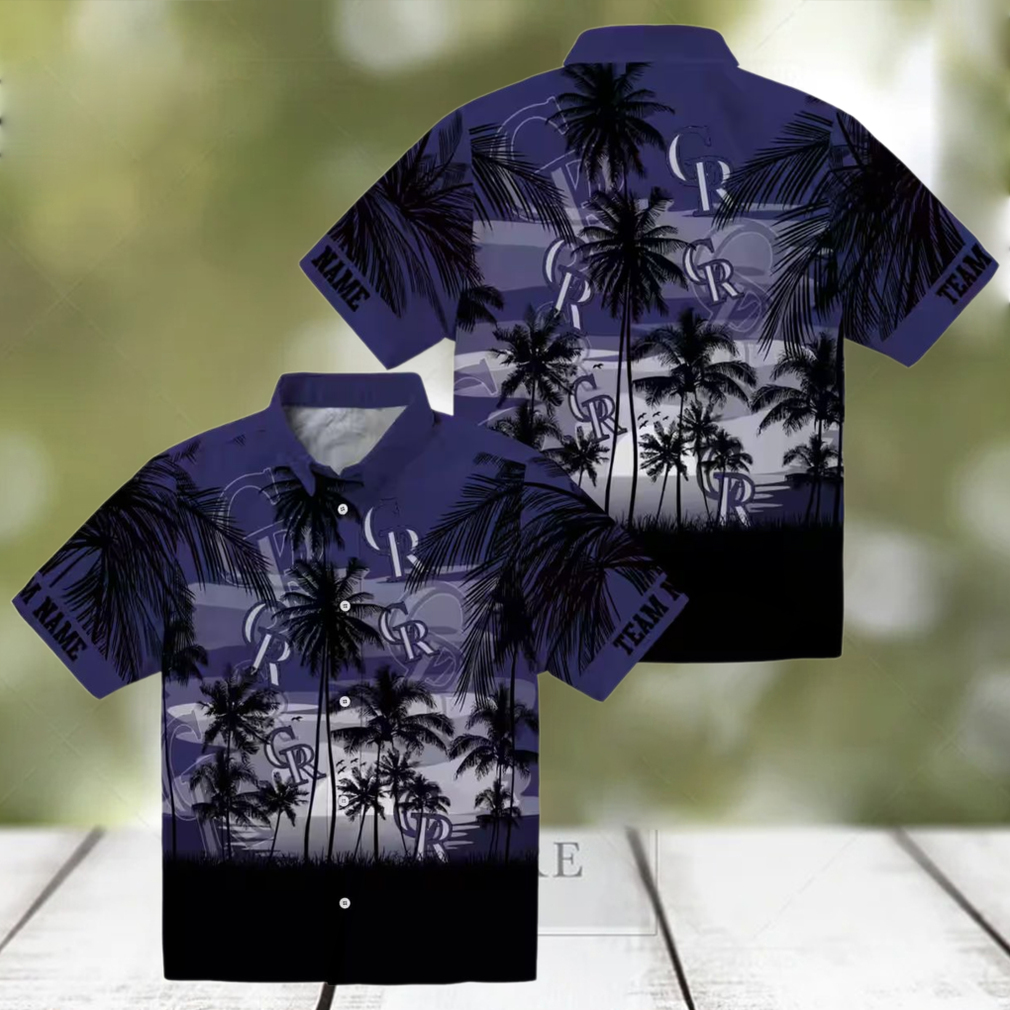 Custom MLB Colorado Rockies Hawaiian Shirt with Sunset Scene Tropical Fan Apparel for Summer Custom MLB Colorado Rockies Hawaiian Shirt with Sunset Scene Tropical Fan Apparel for Summer