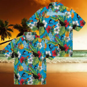 Custom Miami Marlins Hawaiian Shirt   Tropical Toucan Design for Baseball Fans