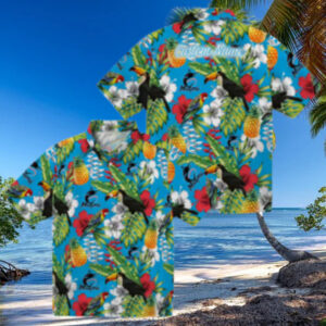 Custom Miami Marlins Hawaiian Shirt   Tropical Toucan Design for Baseball Fans
