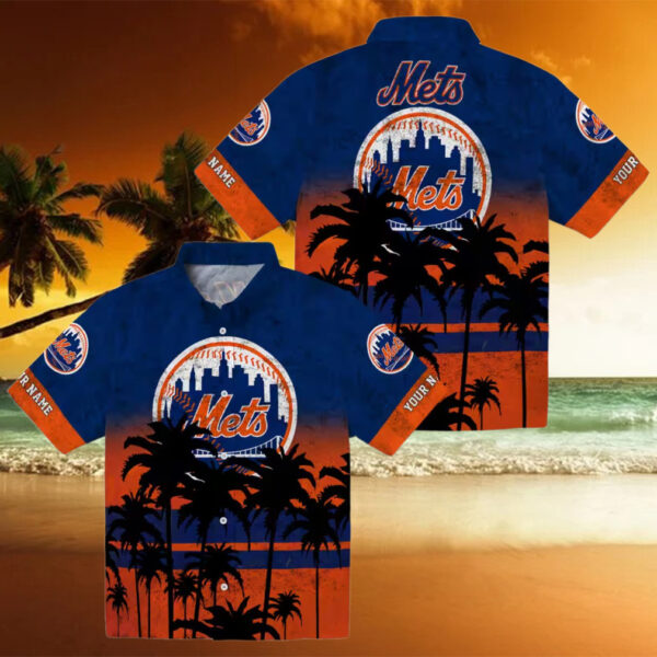 Custom New York Mets Sunset Pattern Hawaiian Shirt   MLB Fan Beach Shirt for Summer 2025