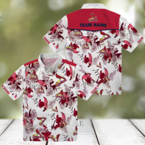 Custom St. Louis Cardinals Red White Hawaiian Shirt   Botanical Tropical Fan Edition