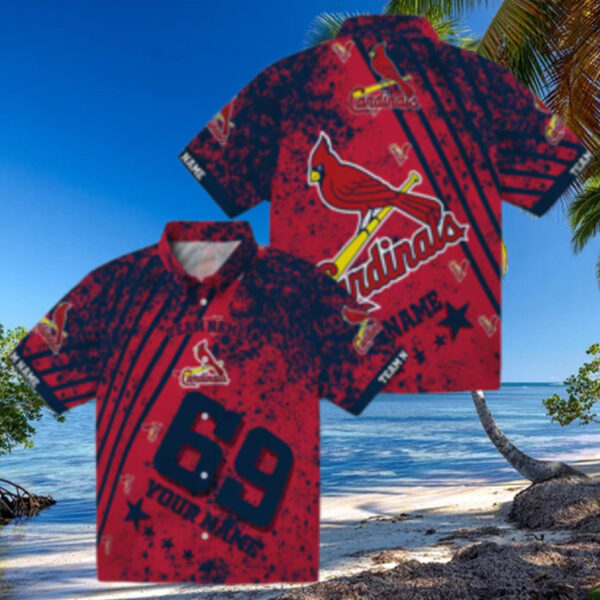 Custom Team Red St. Louis Cardinals Hawaiian Shirt   MLB Star Stripes Design for Summer Parties