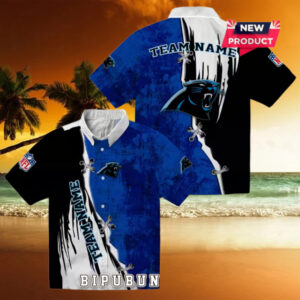 Customized Carolina Panthers Edgy Streaks Hawaiian Shirt