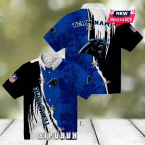 Customized Carolina Panthers Edgy Streaks Hawaiian Shirt