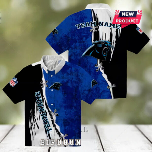 Customized Carolina Panthers Edgy Streaks Hawaiian Shirt
