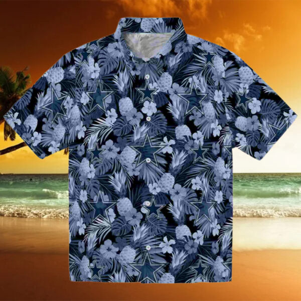 Dallas Cowboys Floral Pineapple Blue Hawaiian Shirt