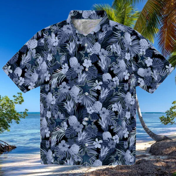Dallas Cowboys Floral Pineapple Blue Hawaiian Shirt