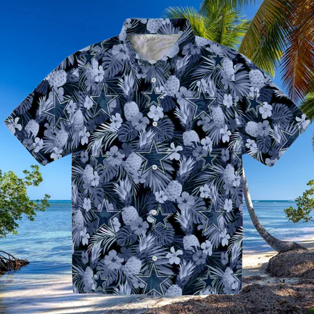 Dallas Cowboys Floral Pineapple Blue Hawaiian Shirt Dallas Cowboys Floral Pineapple Blue Hawaiian Shirt