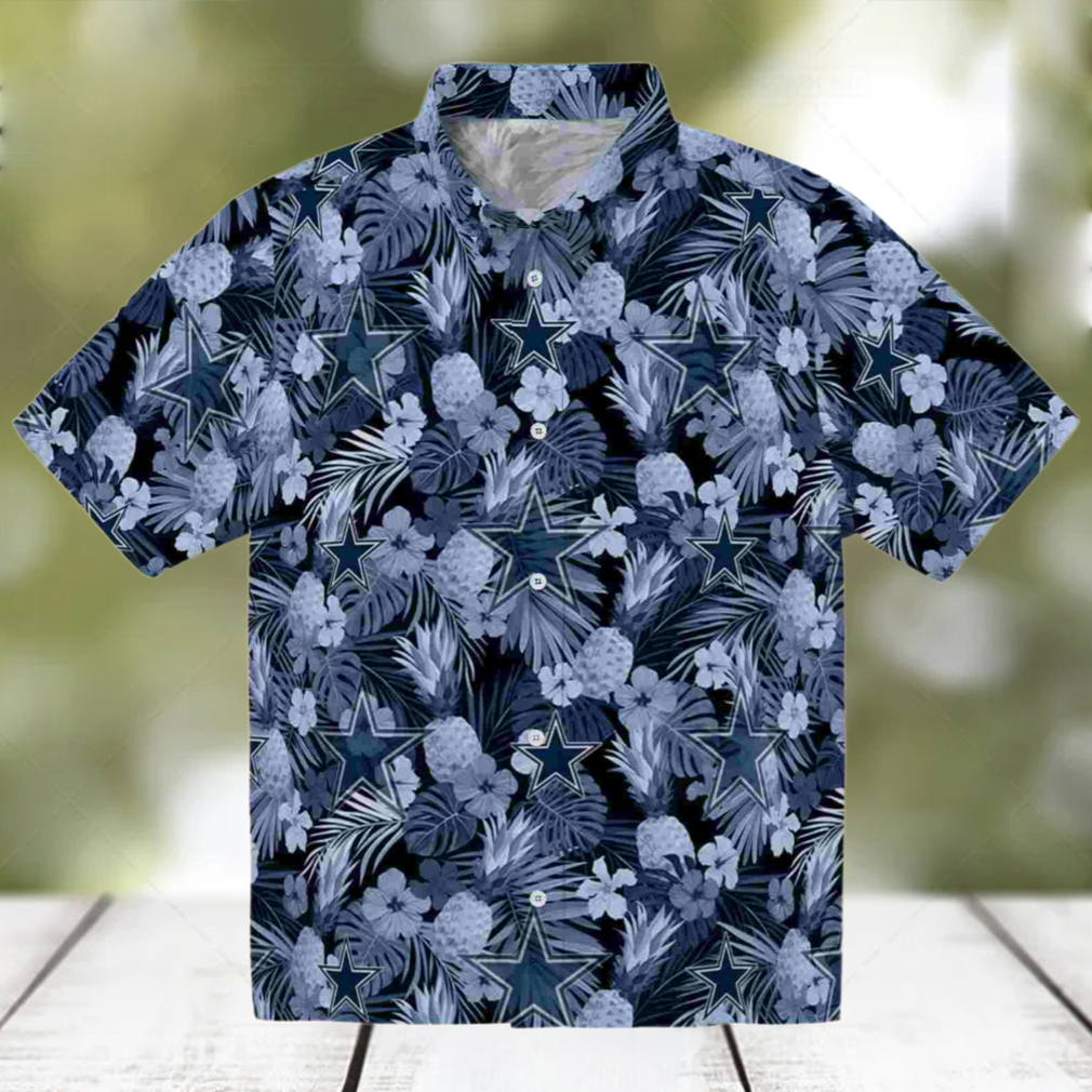 Dallas Cowboys Floral Pineapple Blue Hawaiian Shirt Dallas Cowboys Floral Pineapple Blue Hawaiian Shirt
