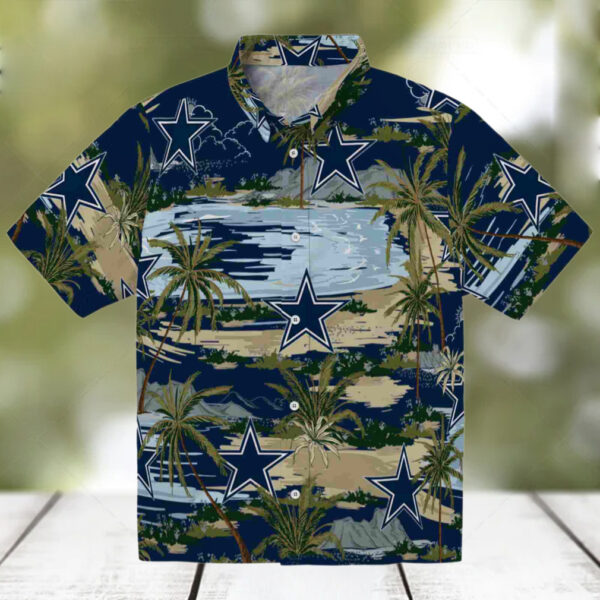 Dallas Cowboys Palm Horizon Blue Hawaiian Shirt