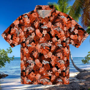 Denver Broncos Floral Pineapple Orange Hawaiian Shirt