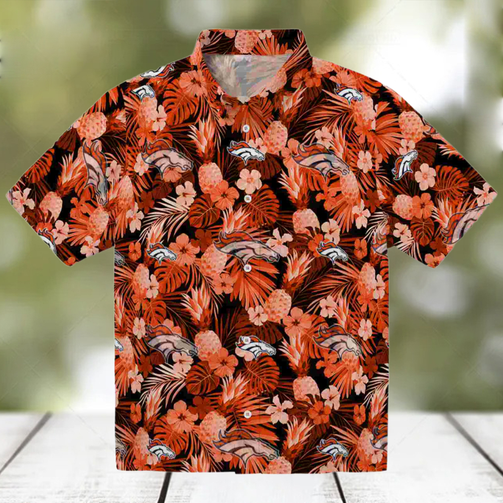 Denver Broncos Floral Pineapple Orange Hawaiian Shirt Denver Broncos Floral Pineapple Orange Hawaiian Shirt