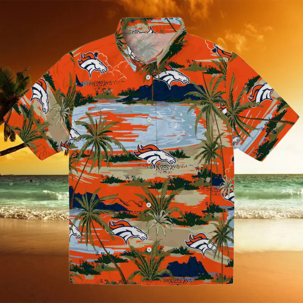 Denver Broncos Palm Horizon Orange Hawaiian Shirt Denver Broncos Palm Horizon Orange Hawaiian Shirt