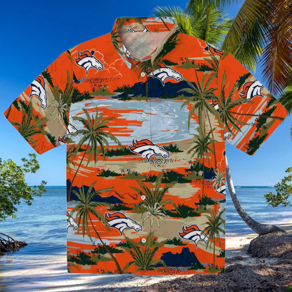 Denver Broncos Palm Horizon Orange Hawaiian Shirt Denver Broncos Palm Horizon Orange Hawaiian Shirt