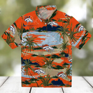 Denver Broncos Palm Horizon Orange Hawaiian Shirt