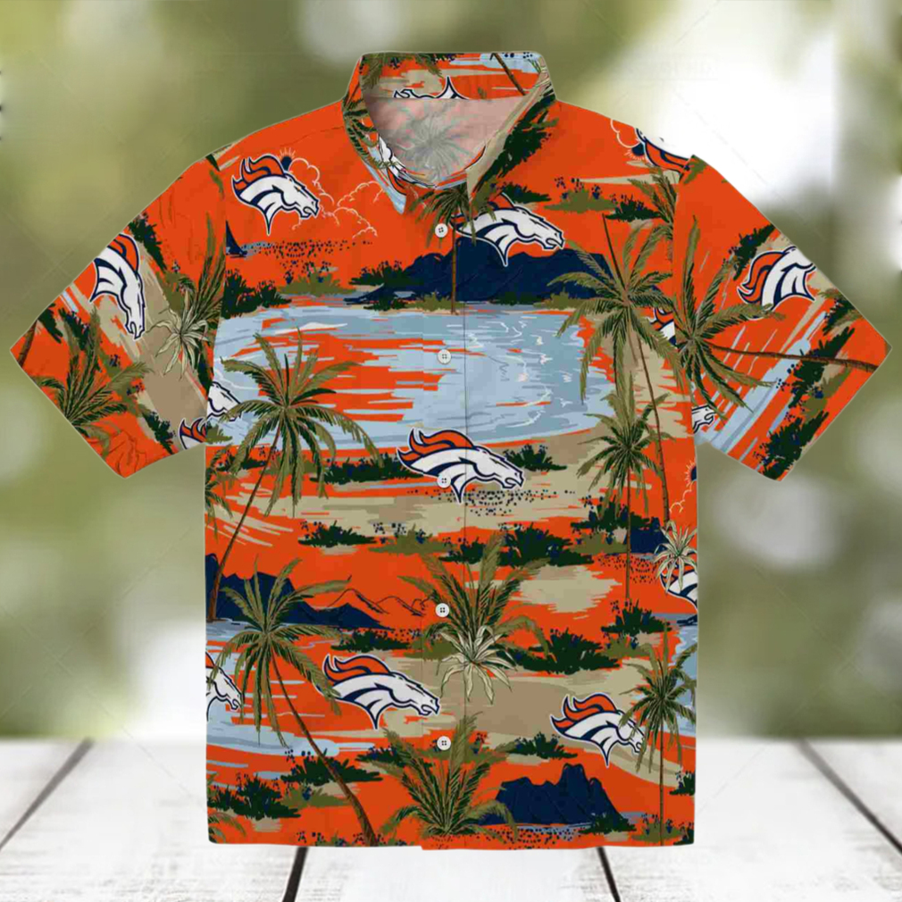 Denver Broncos Palm Horizon Orange Hawaiian Shirt Denver Broncos Palm Horizon Orange Hawaiian Shirt