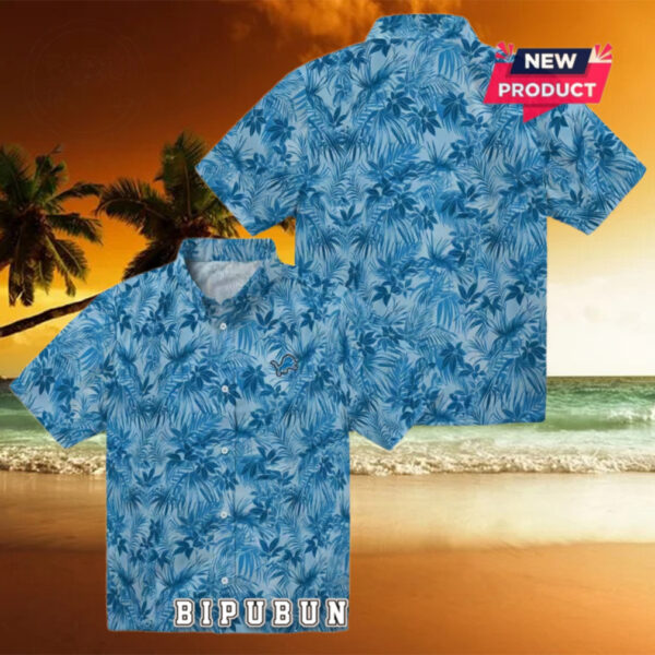 Detroit Lions Leafy Style Hawaiian Shirt