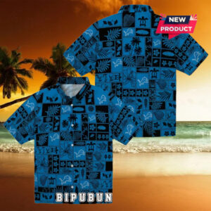 Detroit Lions Tropical Patchwork Hawaiian Shirt