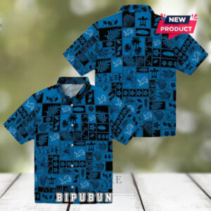 Detroit Lions Tropical Patchwork Hawaiian Shirt
