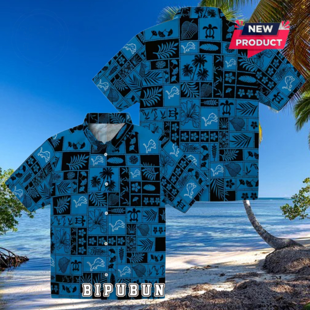 Detroit Lions Tropical Patchwork Hawaiian Shirt Detroit Lions Tropical Patchwork Hawaiian Shirt