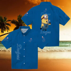 Dodgers Blue Hawaiian Shirt with Stuart Minion MLB Vacation Apparel