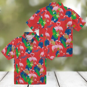 Dodgers Floral Flamingo Hawaiian Shirt MLB Tropical Beach Shirt Gift for Fans