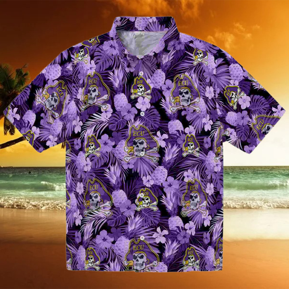East Carolina Pirates Floral Pineapple Purple Hawaiian Shirt East Carolina Pirates Floral Pineapple Purple Hawaiian Shirt