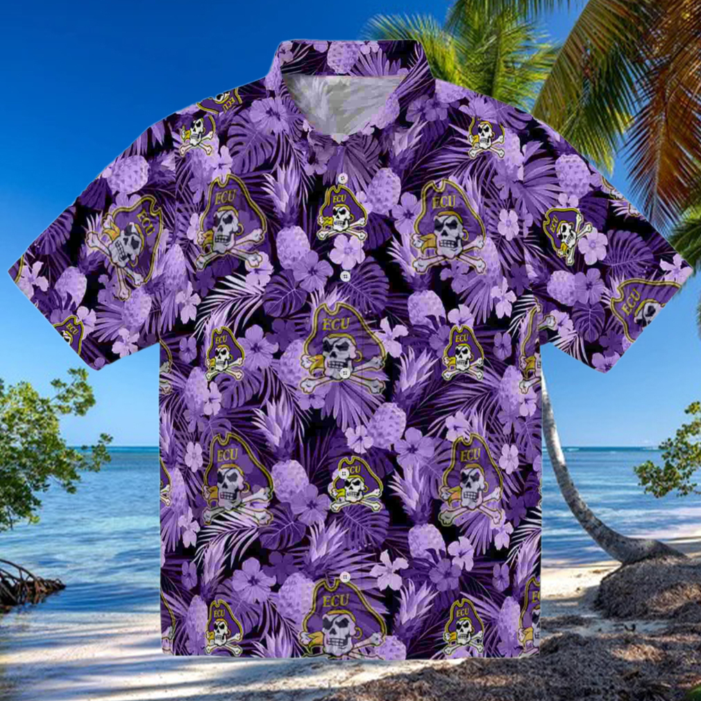 East Carolina Pirates Floral Pineapple Purple Hawaiian Shirt East Carolina Pirates Floral Pineapple Purple Hawaiian Shirt
