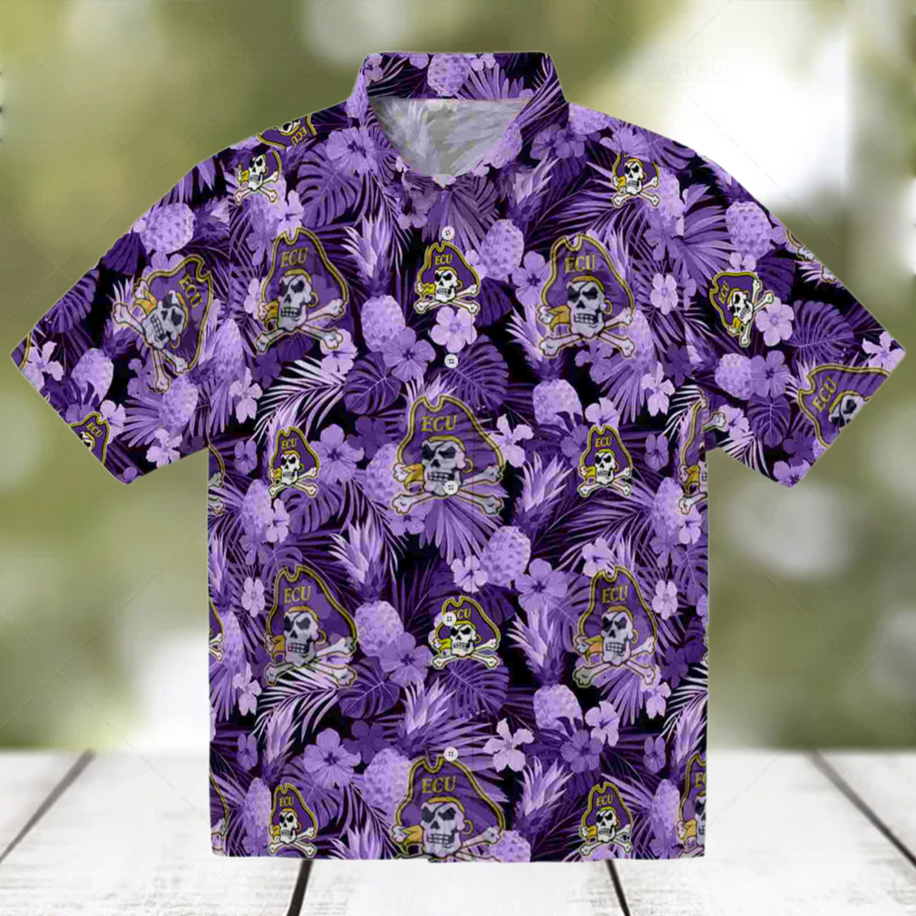 East Carolina Pirates Floral Pineapple Purple Hawaiian Shirt East Carolina Pirates Floral Pineapple Purple Hawaiian Shirt