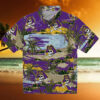 East Carolina Pirates Palm Horizon Purple Hawaiian Shirt