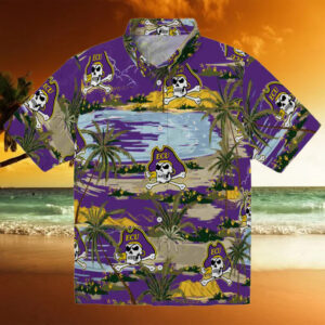 East Carolina Pirates Palm Horizon Purple Hawaiian Shirt