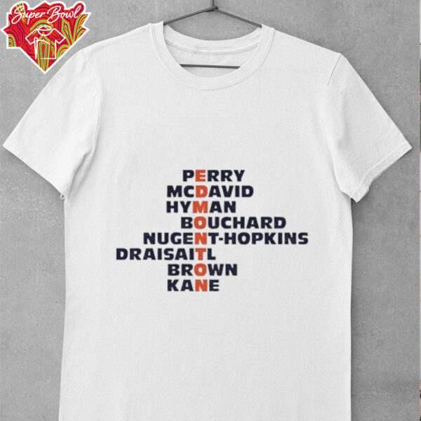 Edmonton Oilers Hockey names 2025 Perry McDavid Hyman Bouchard shirt
