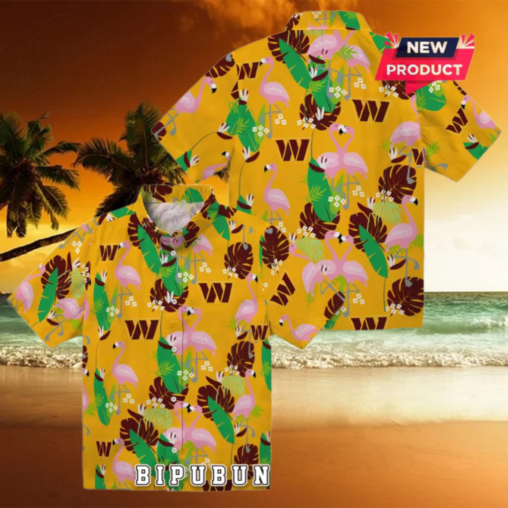 Flamingo Foliage Burgundy Washington Commanders Hawaiian Shirt Flamingo Foliage Burgundy Washington Commanders Hawaiian Shirt
