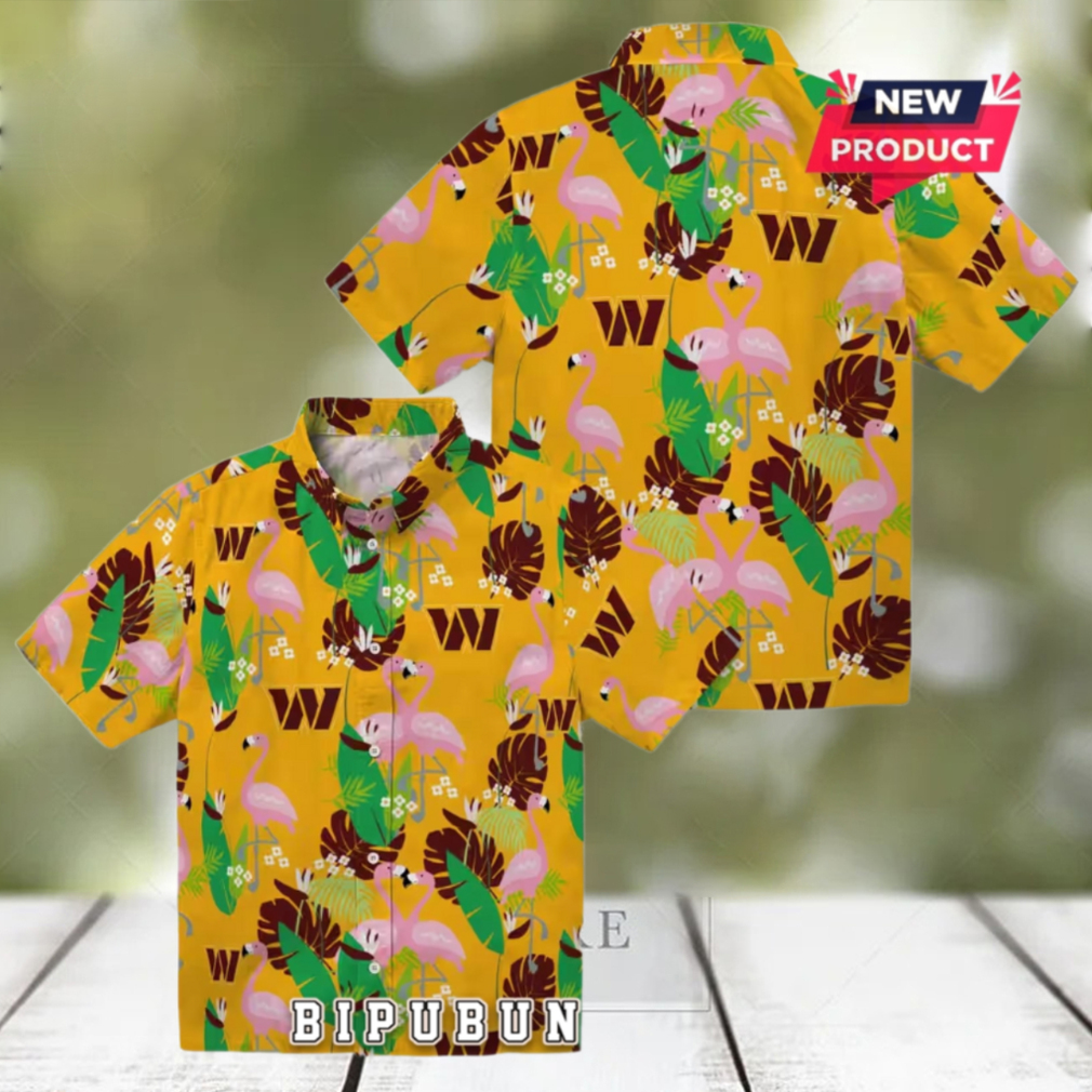 Flamingo Foliage Burgundy Washington Commanders Hawaiian Shirt Flamingo Foliage Burgundy Washington Commanders Hawaiian Shirt