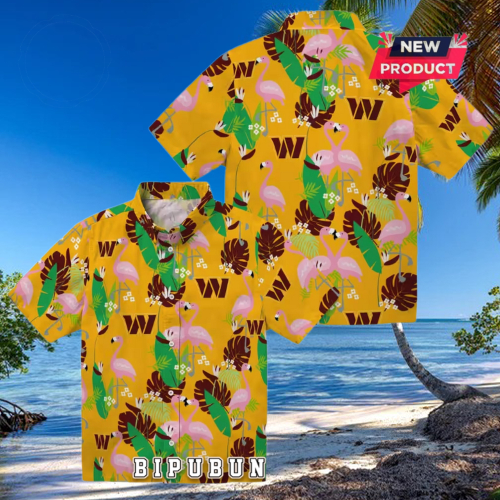 Flamingo Foliage Burgundy Washington Commanders Hawaiian Shirt Flamingo Foliage Burgundy Washington Commanders Hawaiian Shirt