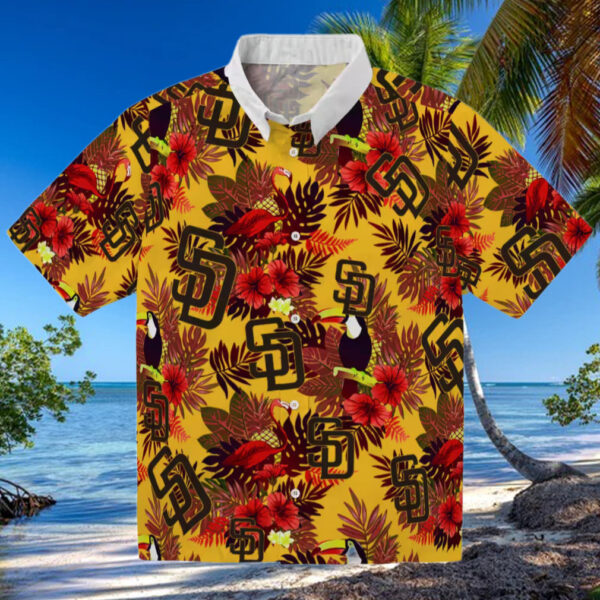 Floral Toucan San Diego Padres Hawaiian Shirt   MLB Fan Gift for Beach & Game Day