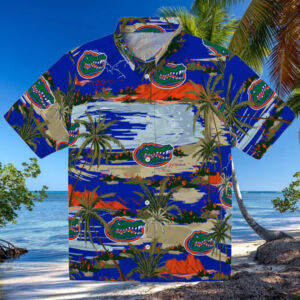 Florida Gators Palm Horizon Blue Hawaiian Shirt