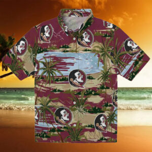 Florida State Seminoles Palm Horizon Garnet Hawaiian Shirt