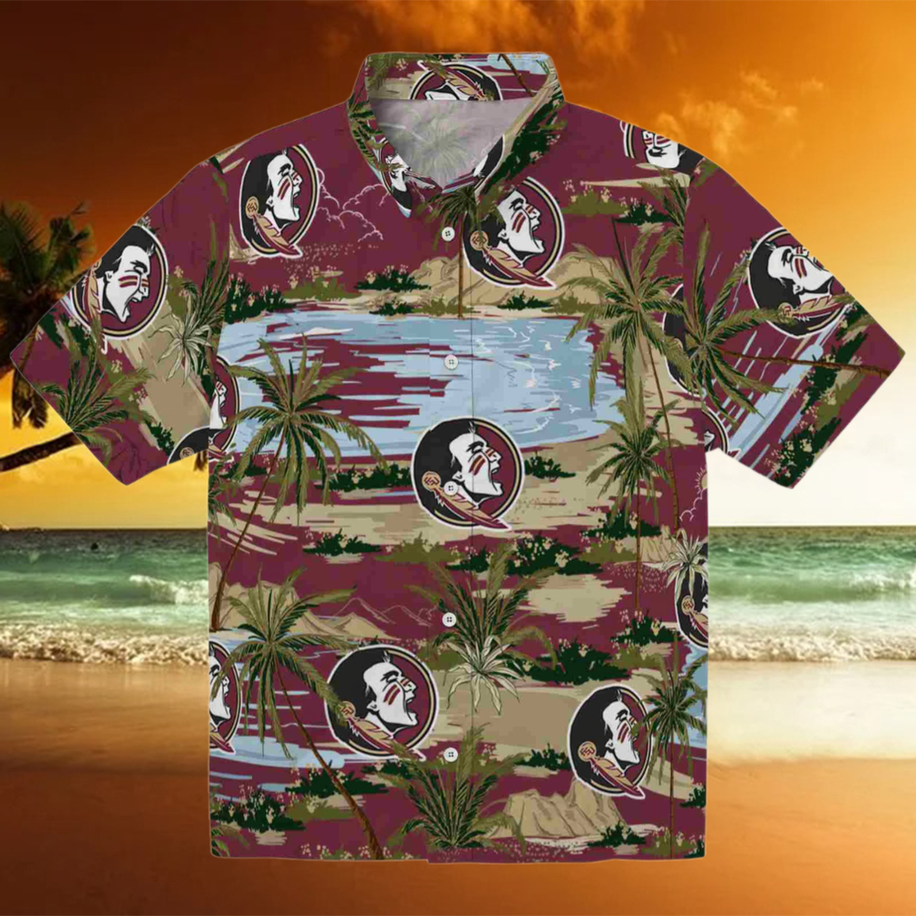 Florida State Seminoles Palm Horizon Garnet Hawaiian Shirt Florida State Seminoles Palm Horizon Garnet Hawaiian Shirt