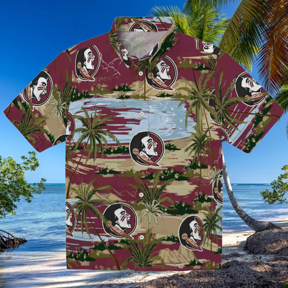 Florida State Seminoles Palm Horizon Garnet Hawaiian Shirt Florida State Seminoles Palm Horizon Garnet Hawaiian Shirt