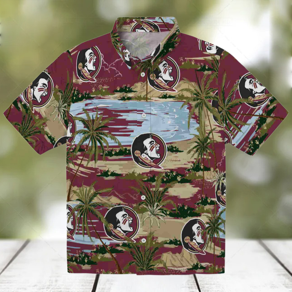 Florida State Seminoles Palm Horizon Garnet Hawaiian Shirt Florida State Seminoles Palm Horizon Garnet Hawaiian Shirt