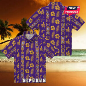 Framed Floral Minnesota Vikings Purple Hawaiian Shirt