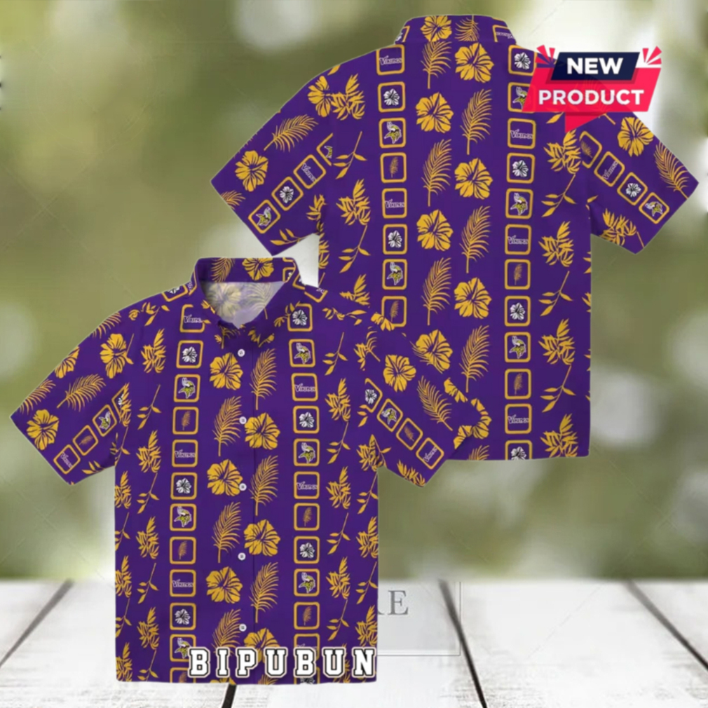 Framed Floral Minnesota Vikings Purple Hawaiian Shirt Framed Floral Minnesota Vikings Purple Hawaiian Shirt