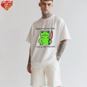 Frog holding knife mess with the frog you’ll get the bog shirt