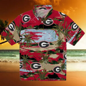 Georgia Bulldogs Palm Horizon Red Hawaiian Shirt