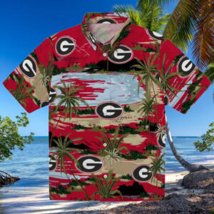 Georgia Bulldogs Palm Horizon Red Hawaiian Shirt