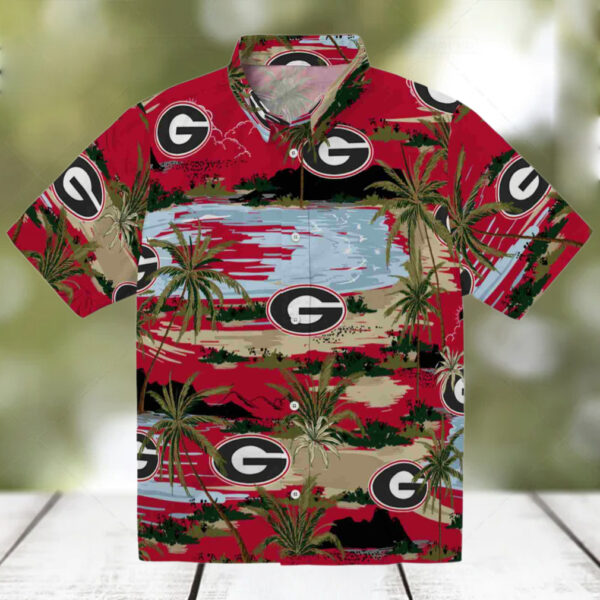 Georgia Bulldogs Palm Horizon Red Hawaiian Shirt