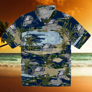 Georgia Southern Eagles Palm Horizon Blue Hawaiian Shirt