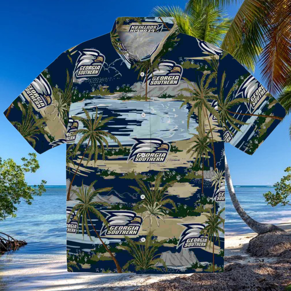 Georgia Southern Eagles Palm Horizon Blue Hawaiian Shirt Georgia Southern Eagles Palm Horizon Blue Hawaiian Shirt